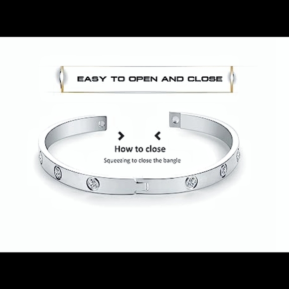 New Stainless Steel Platinum Plated Hinge Bracelet - Picture 3 of 4